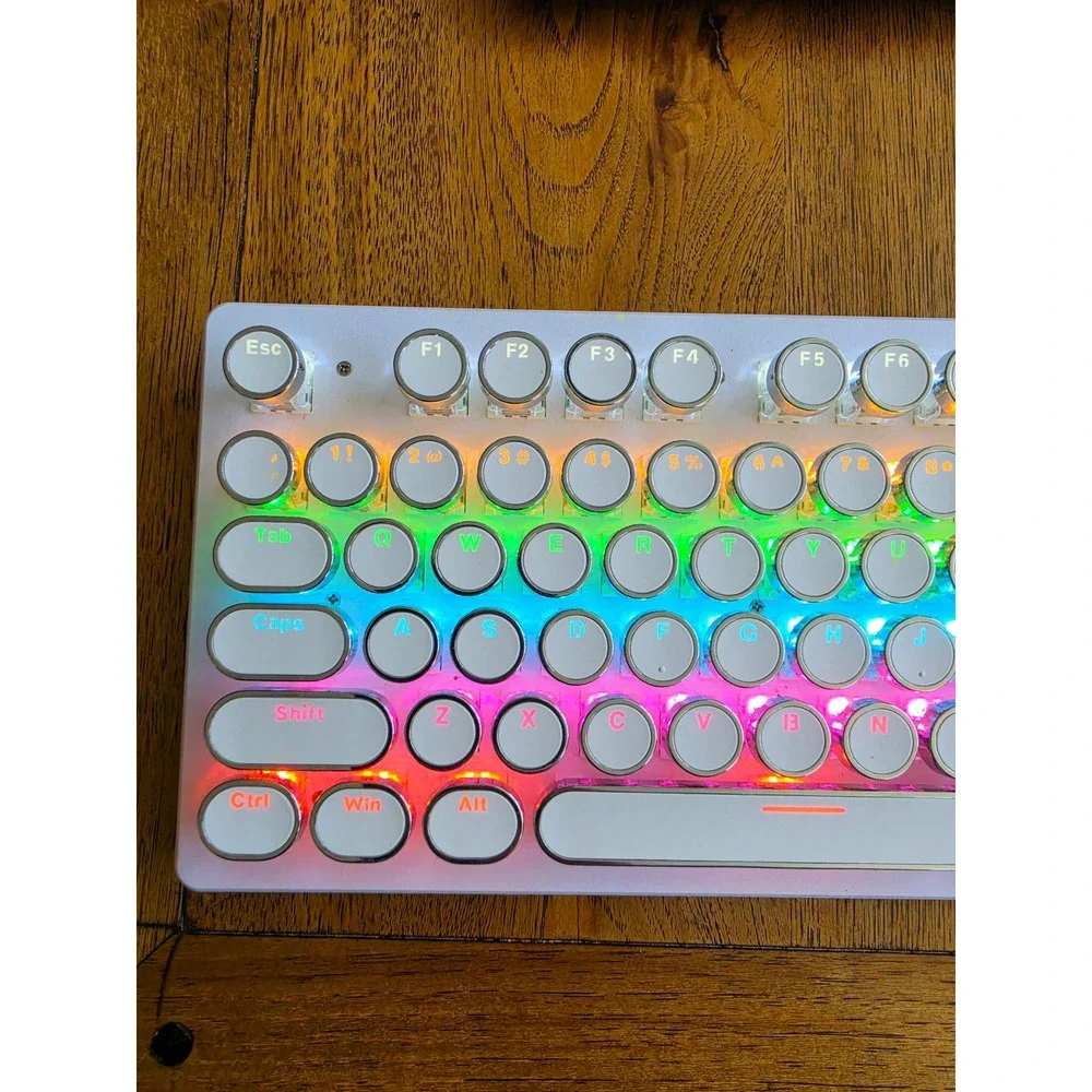 Yindiao K100 Retro Typewriter Mechanical‎ Gaming Keyboard RGB LED White Wired